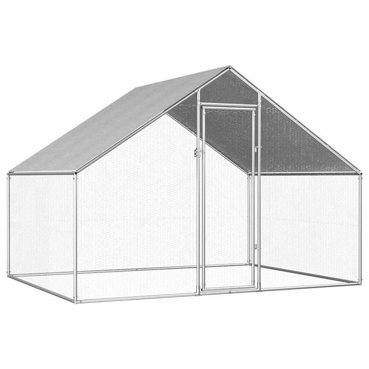 vidaXL Kippenhok 2,75x2x1,92 m gegalvaniseerd staal, Animaux & Accessoires, Rongeurs & Lapins | Cages & Clapiers, Envoi