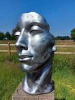 Beeld, statue head in silver brons color - 50 cm - polyresin, Antiek en Kunst