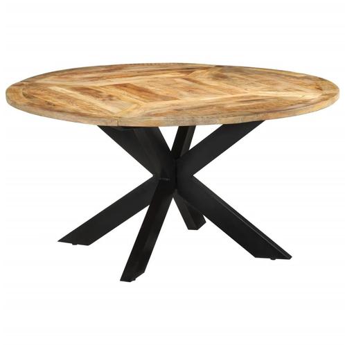 vidaXL Eettafel Ø150x76 cm massief ruw mangohout, Huis en Inrichting, Tafels | Eettafels, Nieuw, Verzenden