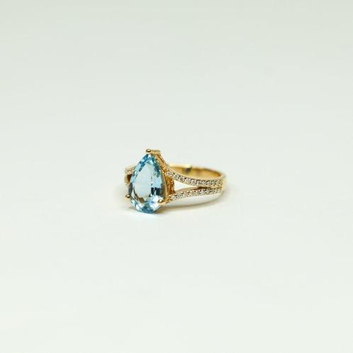 Chevalière - 18 carats Or jaune - 2.55ct. tw. Aigue-marine -, Handtassen en Accessoires, Antieke sieraden