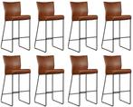 Set van 8 Leren barkrukken hoog - Echt leer, Industrieel,, Nieuw, Vijf, Zes of meer stoelen, Modern, Leer