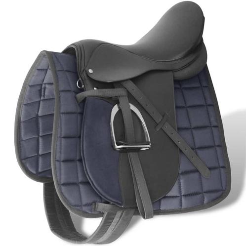 vidaXL Echt lederen paardrijzadel 17,5 18 cm (5-in-1 set,, Dieren en Toebehoren, Paarden en Pony's | Overige Paardenspullen, Nieuw