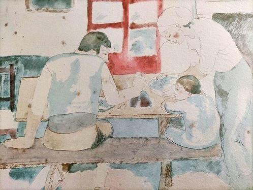 Pablo Picasso (1881-1973) - Family at Supper, Antiquités & Art, Art | Peinture | Classique