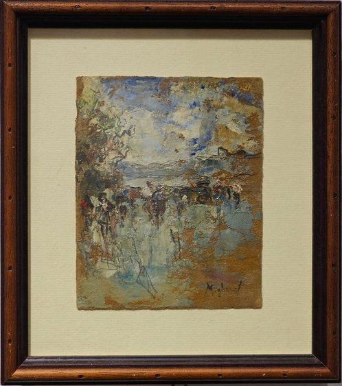 Vincenzo Migliaro (1858-1938) - Strada con figure, Antiek en Kunst, Kunst | Schilderijen | Klassiek