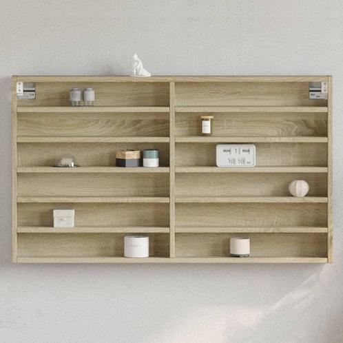 vidaXL Vitrinekast 100x8,5x58 cm bewerkt hout sonoma, Huis en Inrichting, Kasten | Wandmeubels, Nieuw, Verzenden