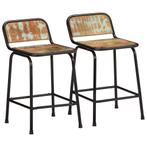 vidaXL Barkrukken 2 st 46x35,5x70 cm massief gerecycled hout, Huis en Inrichting, Barkrukken, Verzenden, Nieuw