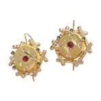 Zonder Minimumprijs - Oorbellen - 18 karaat Geel goud - Ruby, Handtassen en Accessoires, Oorbellen, Nieuw