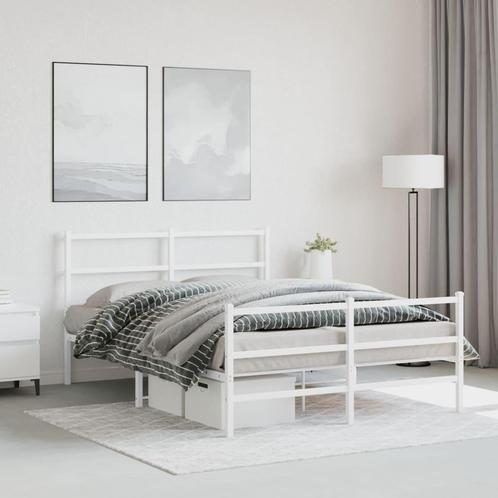vidaXL Bedframe met hoofd- en voeteneinde metaal wit 140x200, Huis en Inrichting, Slaapkamer | Bedden, Nieuw, Verzenden
