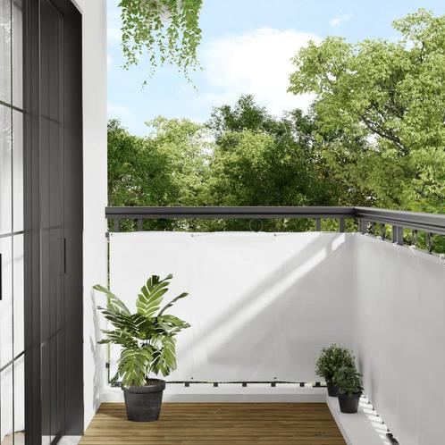 vidaXL Écran de balcon blanc 90x1000 cm 100% polyester, Jardin & Terrasse, Parasols, Neuf, Envoi