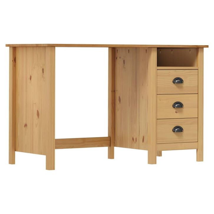 vidaXL Bureau Hill 3 lades 120x50x74 cm massief grenenhout, Huis en Inrichting, Bureaus, Nieuw, Verzenden