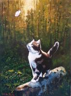 A. del Monte (XX-XXI) - Il gatto e la farfalla, Antiek en Kunst