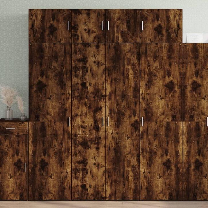 vidaXL Hoge kast 80x42,5x185 cm bewerkt hout gerookt, Huis en Inrichting, Kasten | Dressoirs, Nieuw, Verzenden