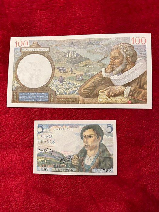 Frankrijk. - 5, 100 Francs - 1941/1943 (Zonder minimumprijs), Postzegels en Munten, Bankbiljetten | Europa | Niet-Eurobiljetten