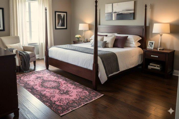 Pink vintage - Vloerkleed - 210 cm - 110 cm - met, Huis en Inrichting, Stoffering | Tapijten en Vloerkleden