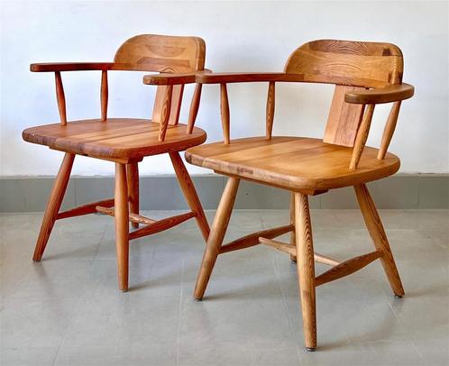 2x Vintage Scandinavische brutalistische stoelen, Huis en Inrichting, Stoelen