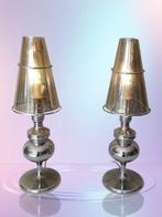 Lampe - Métal, Plastique - Paire de lampes en métal chromé