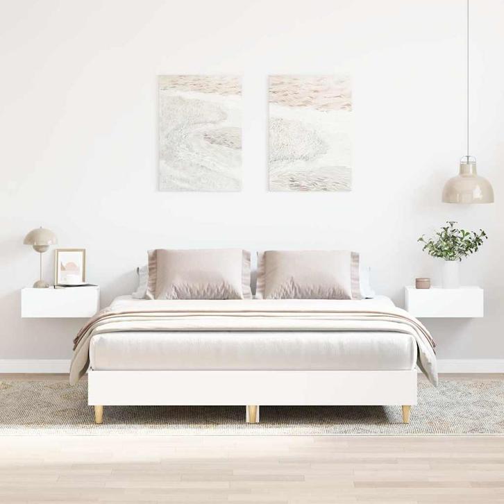 vidaXL Bedframe zonder matras 140x200 cm spaanplaat wit, Huis en Inrichting, Slaapkamer | Bedden, Nieuw, Verzenden