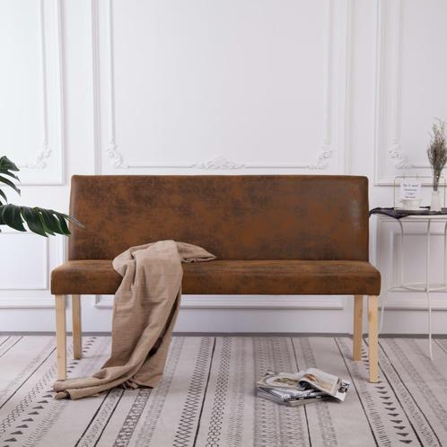 vidaXL Bankje 139,5 cm kunstsuède bruin, Huis en Inrichting, Overige Huis en Inrichting, Nieuw, Verzenden