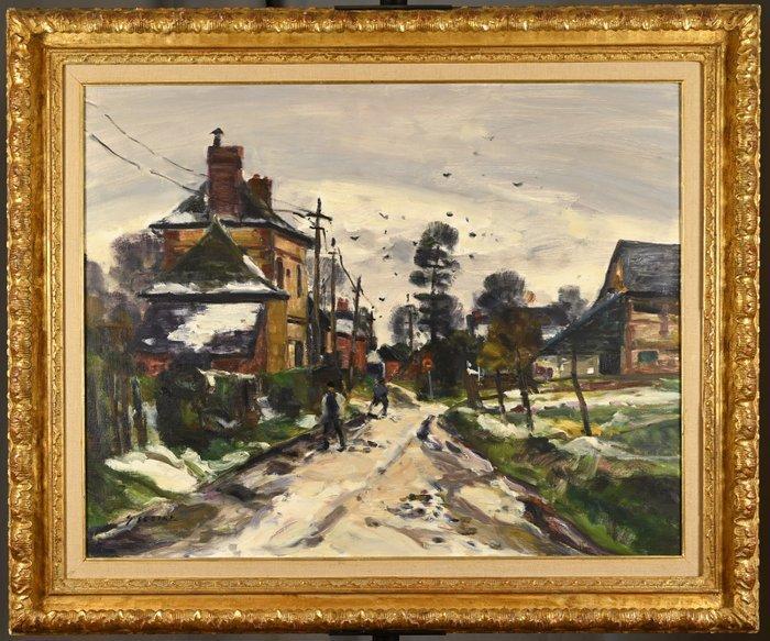 Gaston Sebire (1920-2001) - Manoir et chemin sous la neige, Antiquités & Art, Art | Peinture | Classique