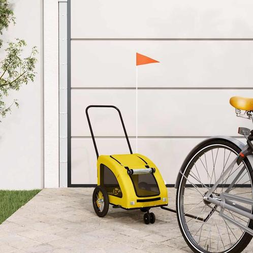 vidaXL Hondenfietstrailer oxford stof en ijzer geel, Dieren en Toebehoren, Overige Dieren-accessoires, Nieuw, Verzenden