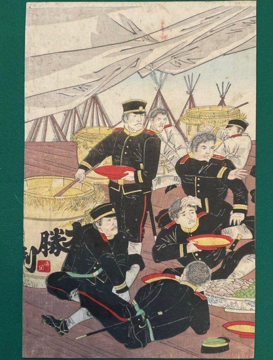 Toeschreven aan Ysh Chikanobu — Grote overwinning van de, Antiquités & Art, Antiquités | Autres Antiquités