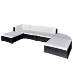 vidaXL 6-delige Loungeset met kussens poly rattan zwart, Tuin en Terras, Verzenden, Nieuw, Loungeset