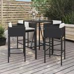 vidaXL 5-delige Tuinbarset met kussens poly rattan zwart, Tuin en Terras, Verzenden, Nieuw