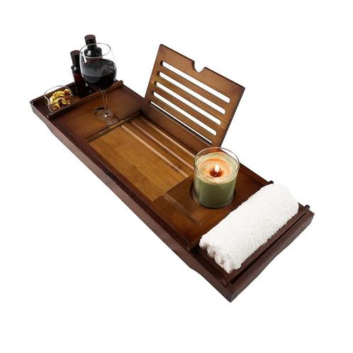 Complete Bamboe Badplank Set - Inclusief Wijnglashouder,..., Huis en Inrichting, Badkamer | Badtextiel en Accessoires, Overige kleuren