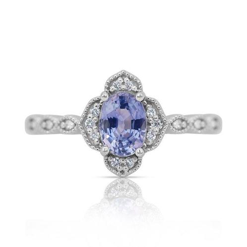 Bague - 18 carats Or blanc -  1.54ct. tw. Saphir - Diamant, Handtassen en Accessoires, Ringen