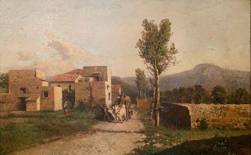 Italiaanse school (XIX) - Paesaggio Umbro, Antiek en Kunst, Kunst | Schilderijen | Klassiek
