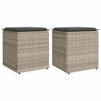 vidaXL Tuinkrukken met kussens 2 st 40x40x43 cm poly rattan, Verzenden, Nieuw