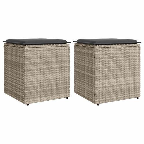 vidaXL Tuinkrukken met kussens 2 st 40x40x43 cm poly rattan, Tuin en Terras, Tuinsets en Loungesets, Nieuw, Verzenden