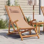 vidaXL Strandstoel inklapbaar massief eucalyptushout en stof, Tuin en Terras, Tuinstoelen, Verzenden, Nieuw