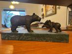 sculptuur, Beer met haar jong - 8 cm - Brons, Marmer, Antiek en Kunst
