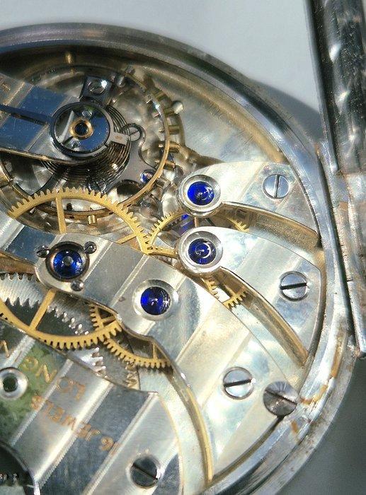 Longines - Platinum sector dail blue saphire pocket watch -, Handtassen en Accessoires, Horloges | Heren