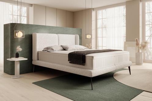 Meubella | Tweepersoonsbed 160x200 wit teddy stof, Huis en Inrichting, Slaapkamer | Bedden, Nieuw, 160 cm, Verzenden
