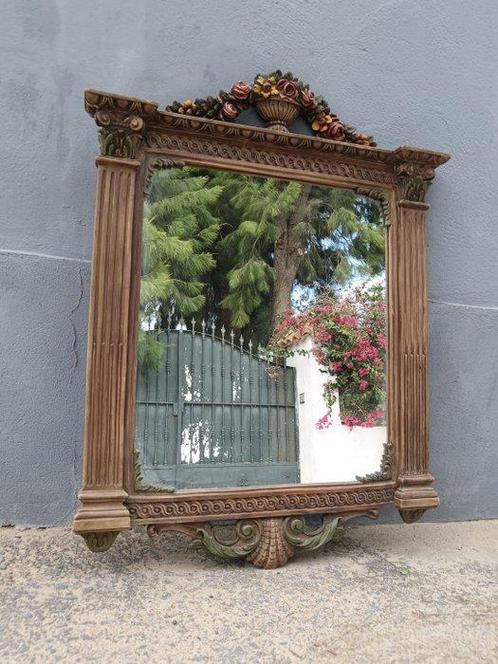 Miroir- Miroir à pot avec colonnes - pâte de bois, Antiek en Kunst, Curiosa en Brocante