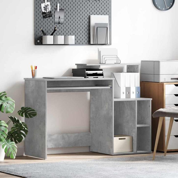 vidaXL Bureau met lade Beton Grijs 120,5 x 44 x 88,5 cm, Huis en Inrichting, Bureaus, Nieuw, Verzenden