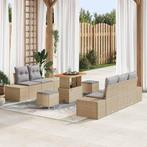vidaXL Tuinbank Set met kussen 8 pcs Beige poly rattan, Verzenden, Nieuw