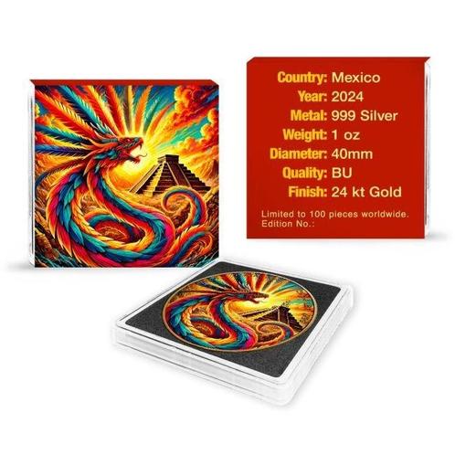 Mexique. 1 Onza 2024 1 oz Mexican Libertad Quetzalcoatl 24k, Postzegels en Munten, Edelmetalen en Baren