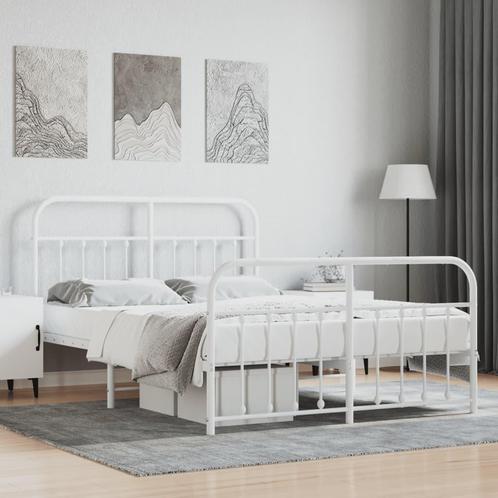 vidaXL Bedframe met hoofd- en voeteneinde metaal wit 140x200, Huis en Inrichting, Slaapkamer | Bedden, Nieuw, Verzenden