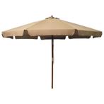 vidaXL Parasol met houten paal 330 cm taupe, Tuin en Terras, Verzenden, Nieuw