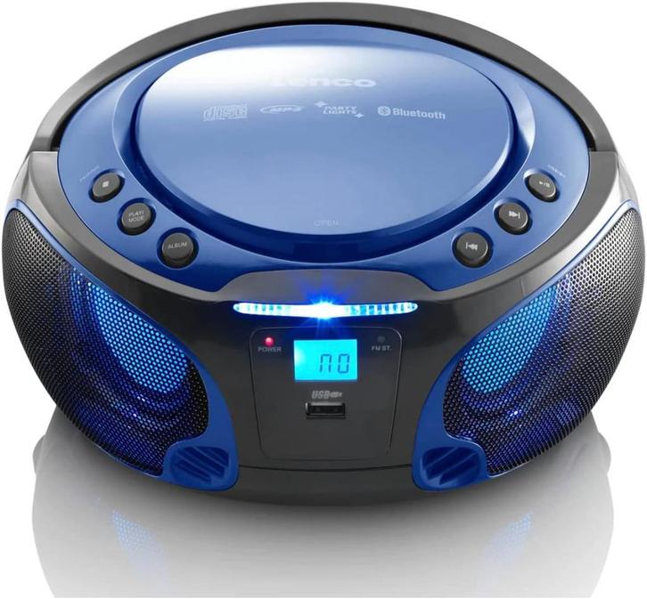 Lenco Boombox SCD-550 blauw draagbaar met discolichteffect,, Audio, Tv en Foto, Luidsprekerboxen, Nieuw, Verzenden