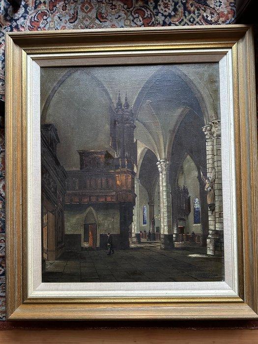 Jacobus Lambertus Dispo (1890-1964) - Kerkinterieur, Antiek en Kunst, Kunst | Schilderijen | Klassiek
