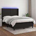 vidaXL Boxspring met matras en LED stof zwart 140x200 cm, Huis en Inrichting, Slaapkamer | Bedden, Verzenden, Nieuw