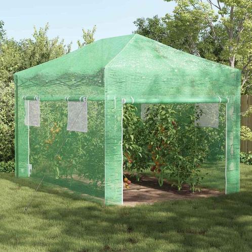 vidaXL Kas met dak Groen 290 x 430 x 315 cm Staal, Tuin en Terras, Kassen, Nieuw, Verzenden