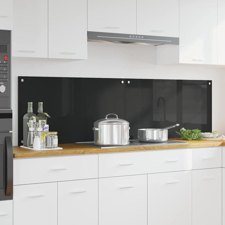 vidaXL Keuken Spatscherm Zwart 90 x 50 cm gehard glas, Antiek en Kunst, Antiek | Keukengerei, Verzenden