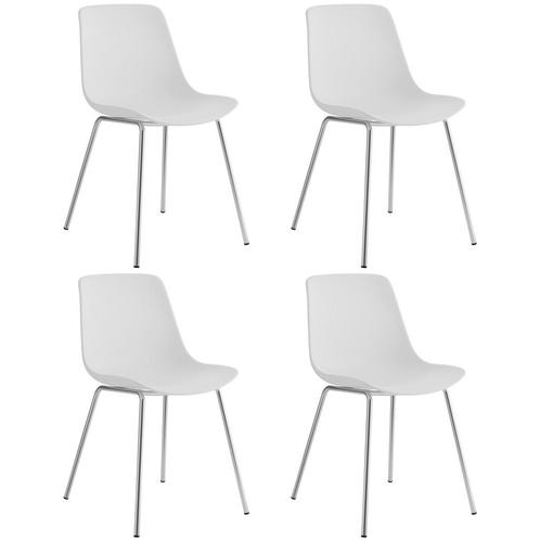tectake Kunststofstoelen Mave, ergonomisch, 120 kg - wit/chr, Huis en Inrichting, Stoelen, Verzenden
