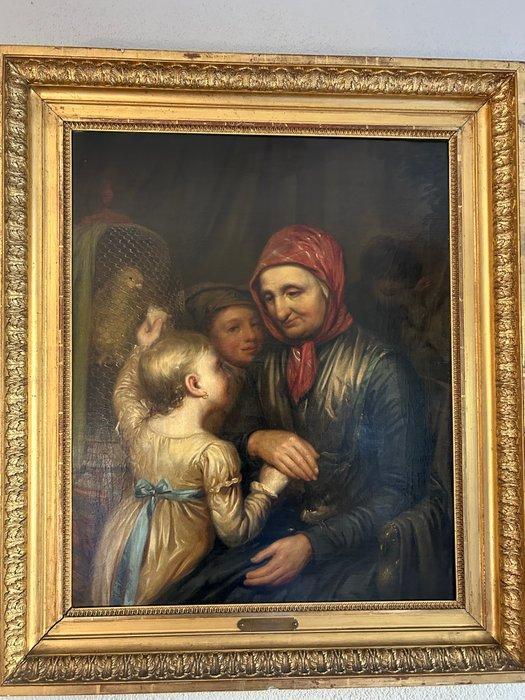 Otto de Boer (1797-1856) - Oma met haar kleinkinderen, Antiek en Kunst, Kunst | Schilderijen | Klassiek
