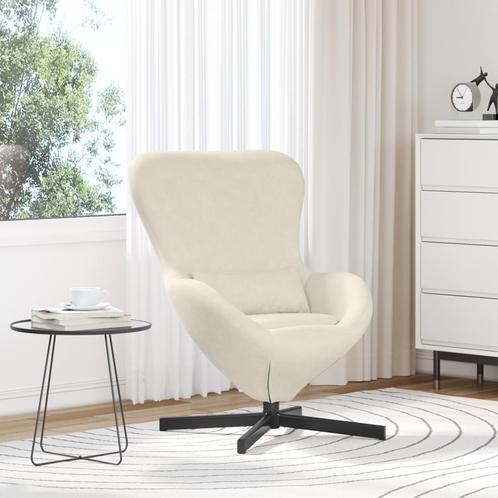 vidaXL Eivormige Stoel in Crème Velvet, Huis en Inrichting, Fauteuils, Nieuw, Verzenden